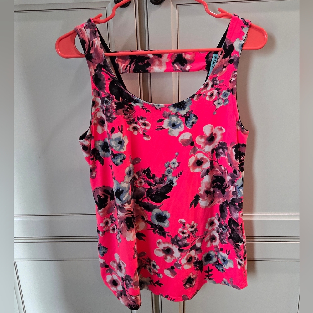 EUC P.S.Kate Tank Top Neon Pink Floral Size L
